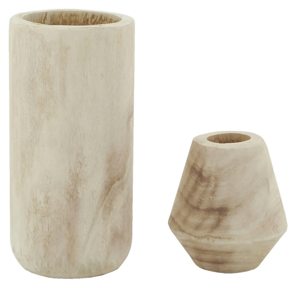 - Grand vase rond en bois clair