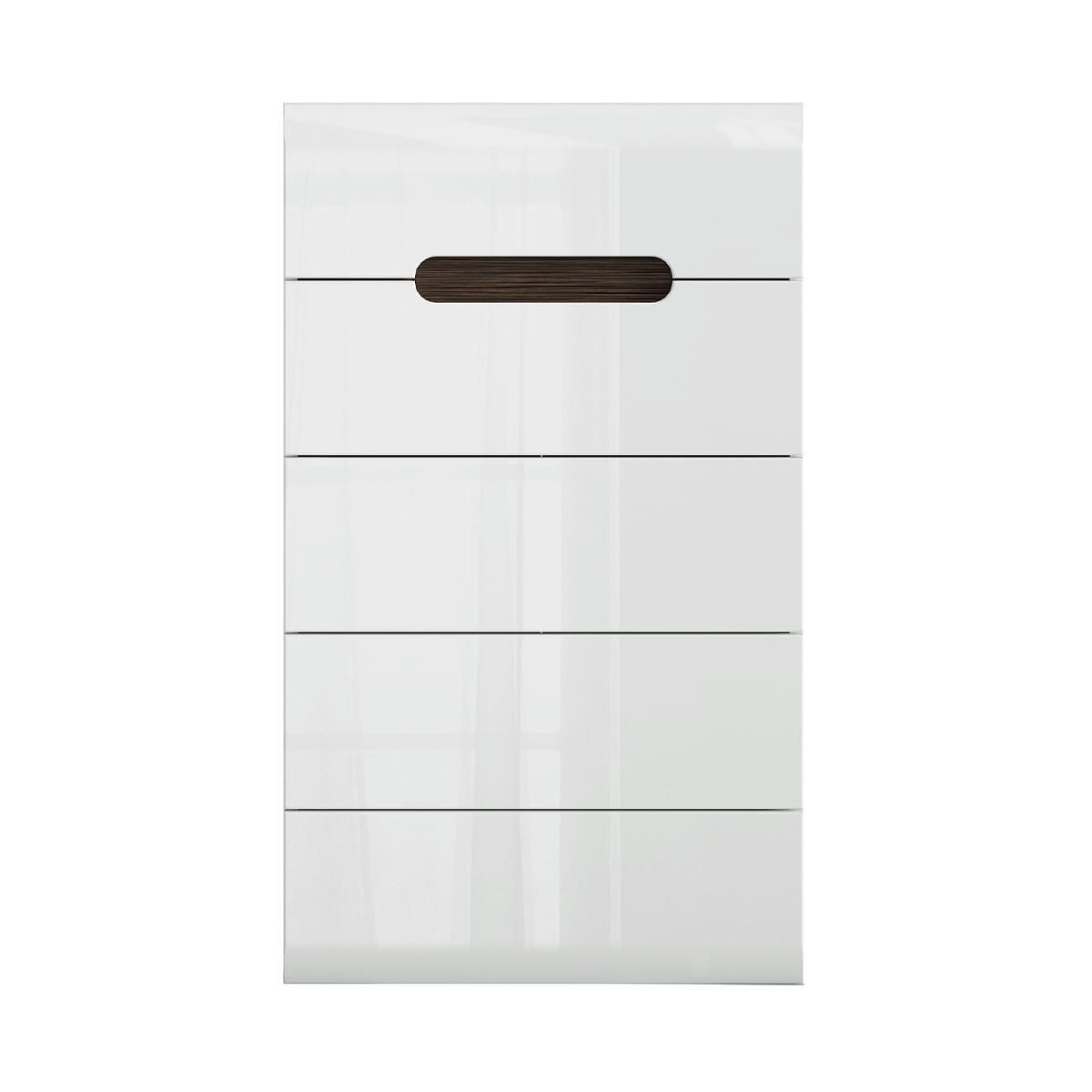 - Chiffonnier 5 tiroirs blanc laqué et naturel