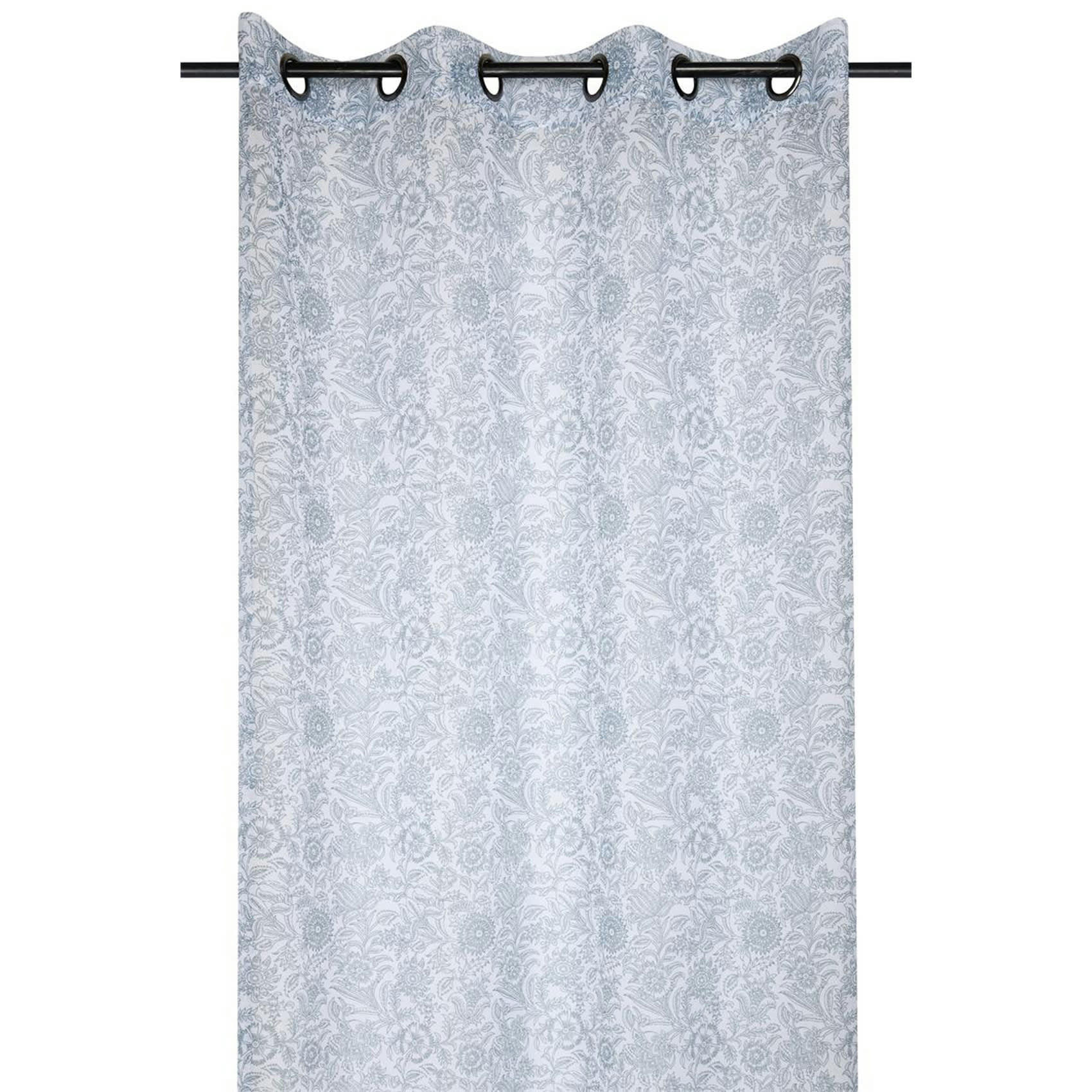 - Voilage tamisant au style fleuri polyester bleu azur 140x260 cm