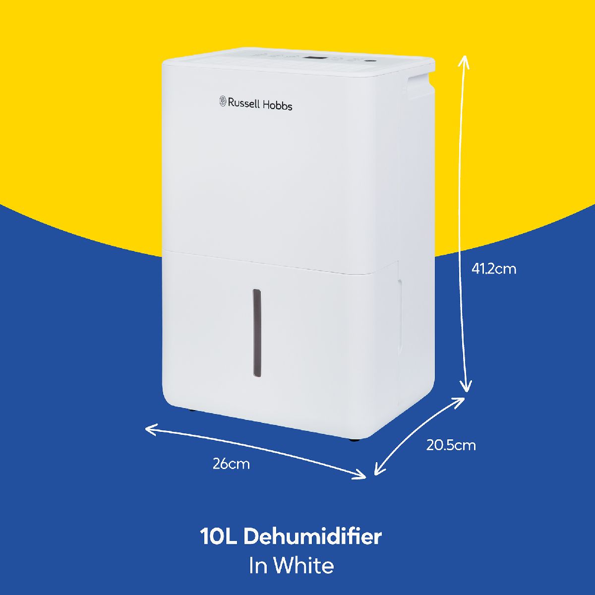 Russell Hobbs 10L/Day Dehumidifier Damp, Mould & Clothes Drying 30m2 Room RHDH1002