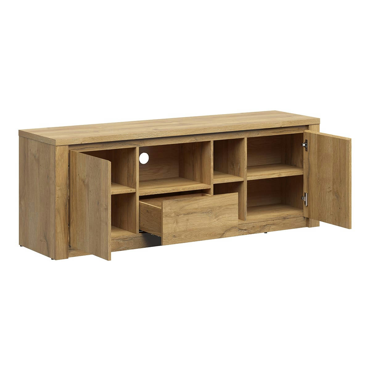 - Meuble tv 2 portes 1 tiroir 160 cm naturel