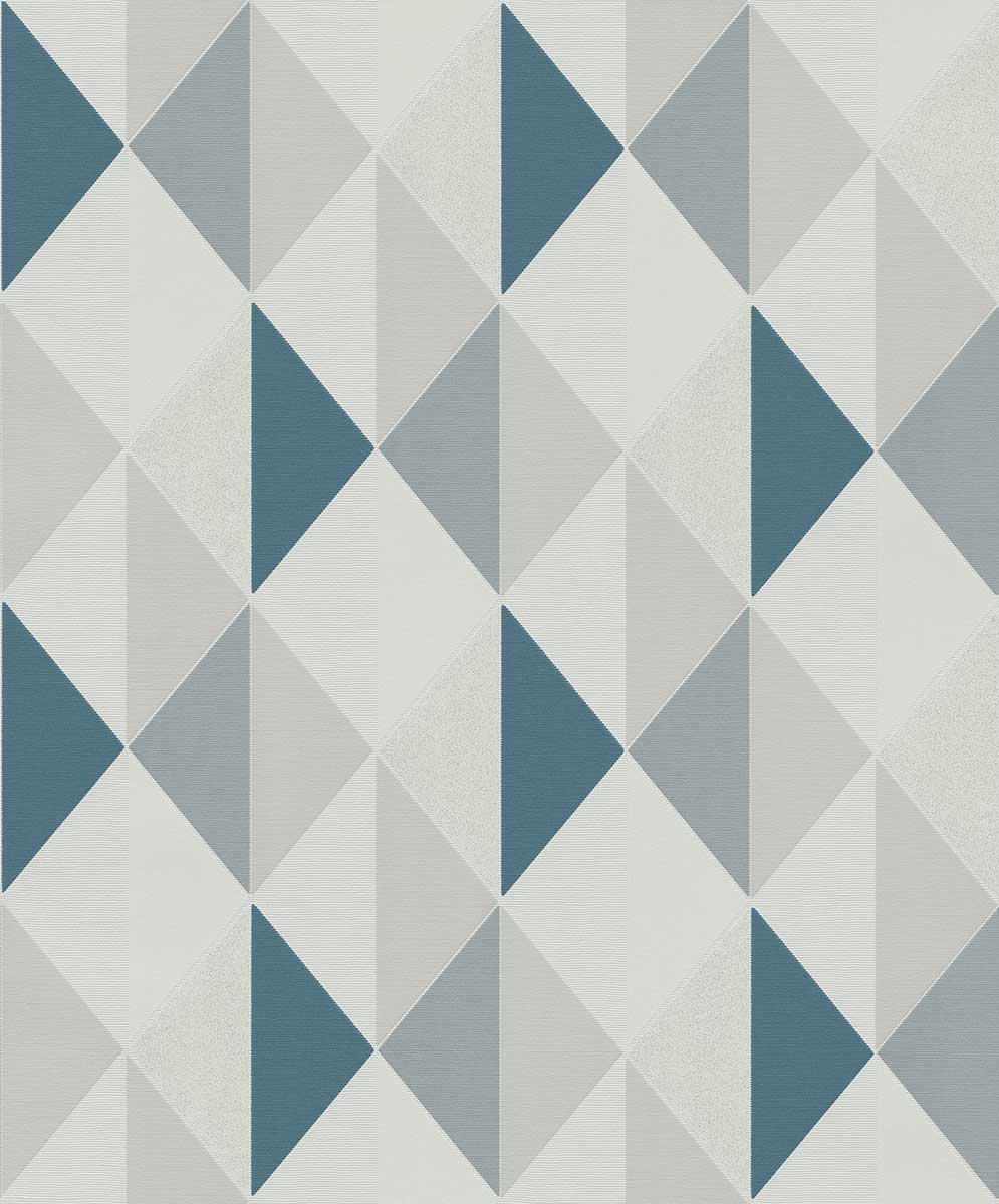 TRIANGLE - Papier peint rouleau triangle bleu gris pailleté 53x1000cm