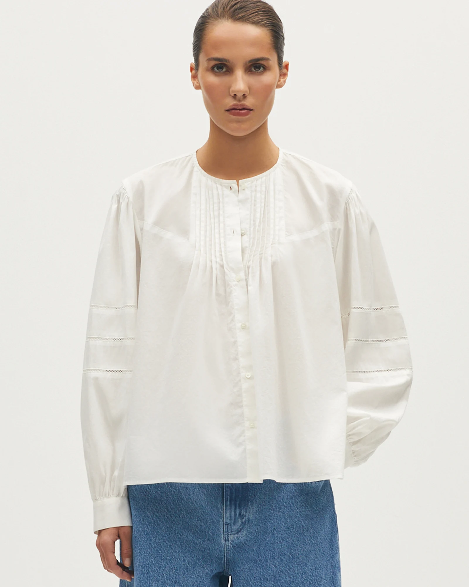 Blouse brodée en coton