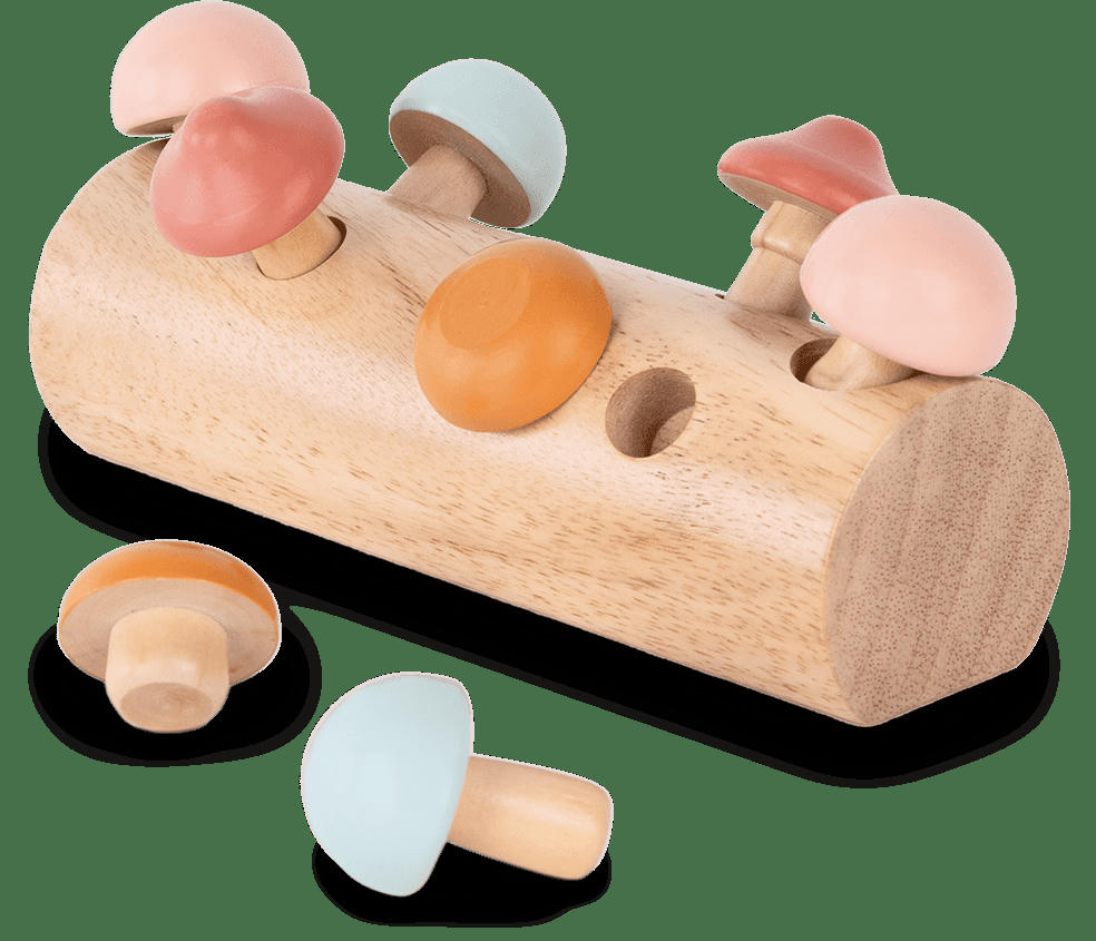 - Puzzle champignon pour enfants en bois naturel multicolore