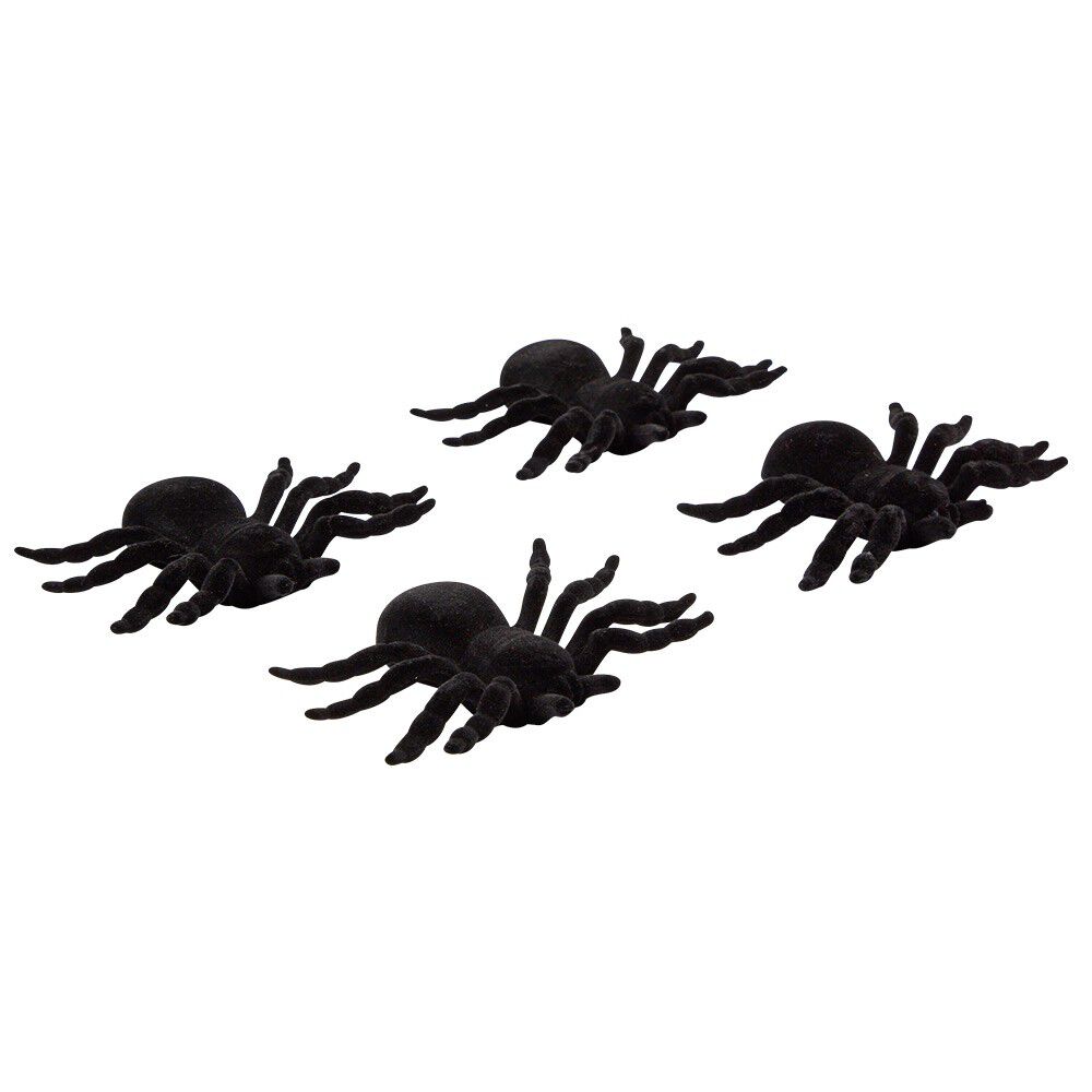 Araignée noire décoration Halloween x4