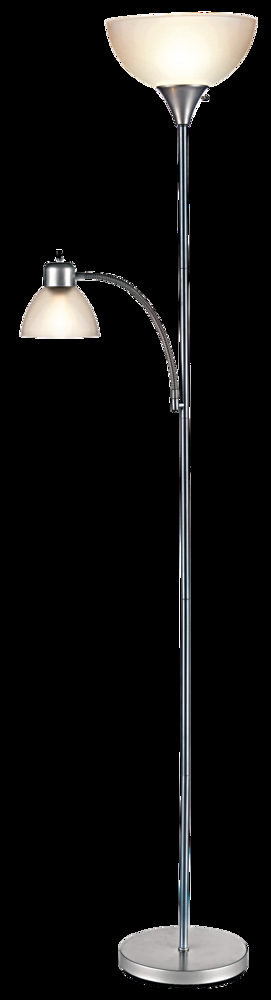 For Living 2-Light Frosted Plastic Shade Floor Lamp, 71.3-in, Silver