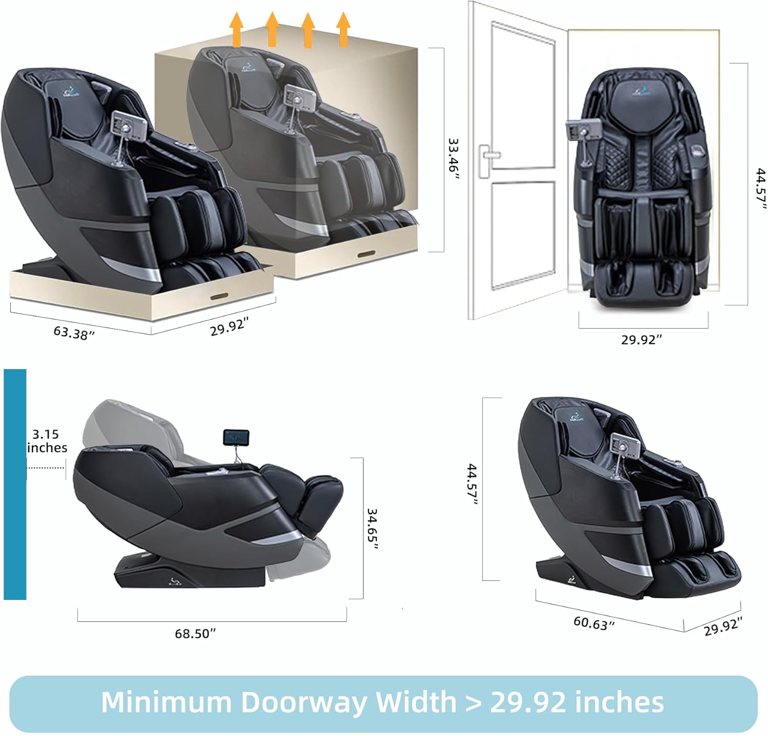 MassaMAX MT339 4D Massage Chair, Full Body Recliner with Auto Footrest, Zero Gravity, OTA Cloud Tech, SL Track, Deep Yoga Stretch, 27 Modes, APP, AI Control, and Heating (Deep Black)