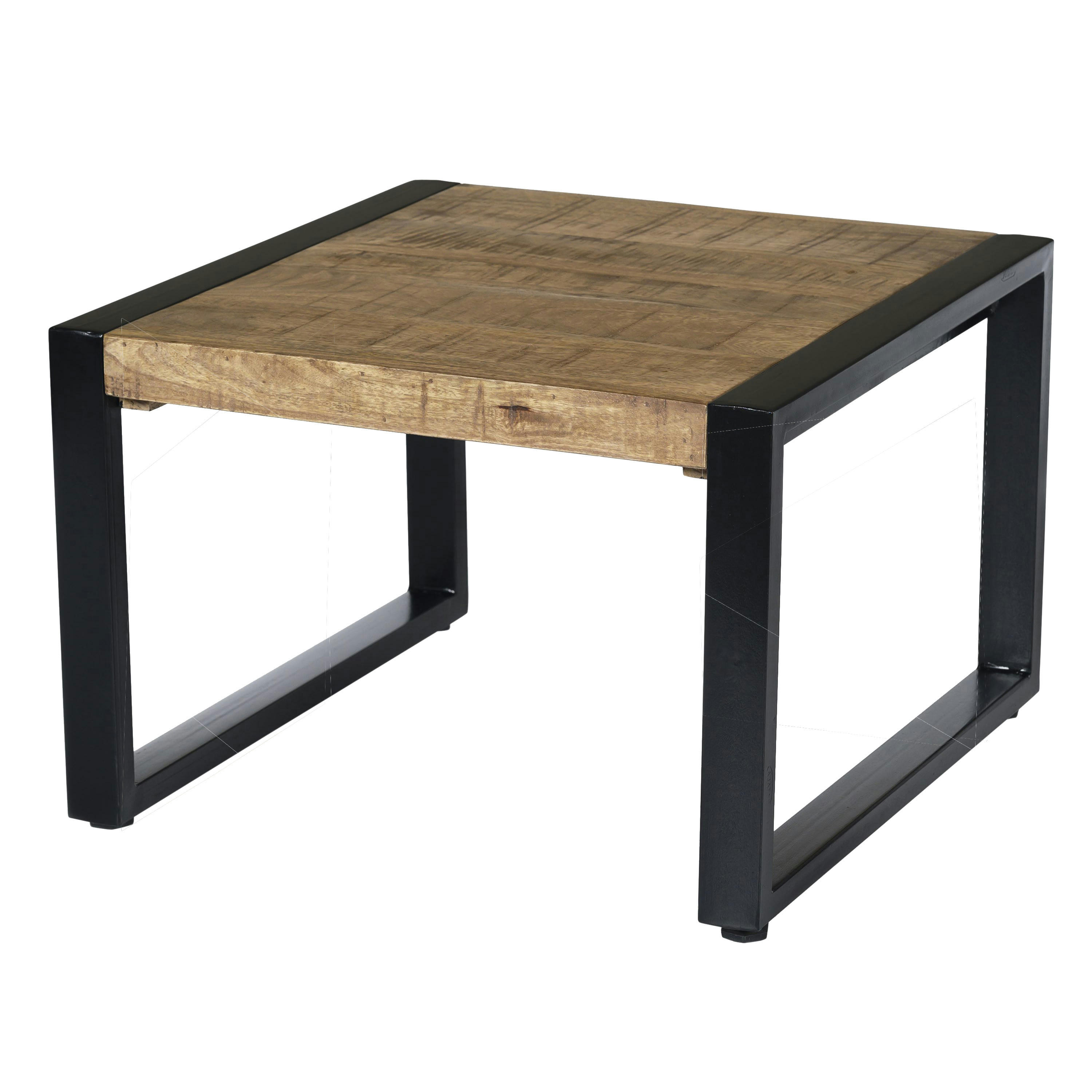 DACCA - DACCA,Table basse carrée 60x60, bois de Manguier massif et métal noir
