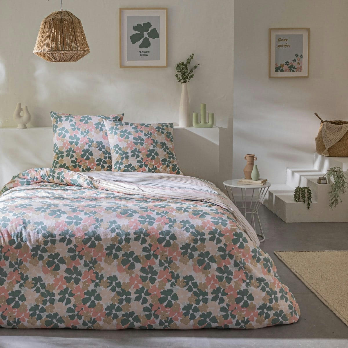 MADERE - Parure de lit 2 personnes coton  imprimé multico 240x220cm