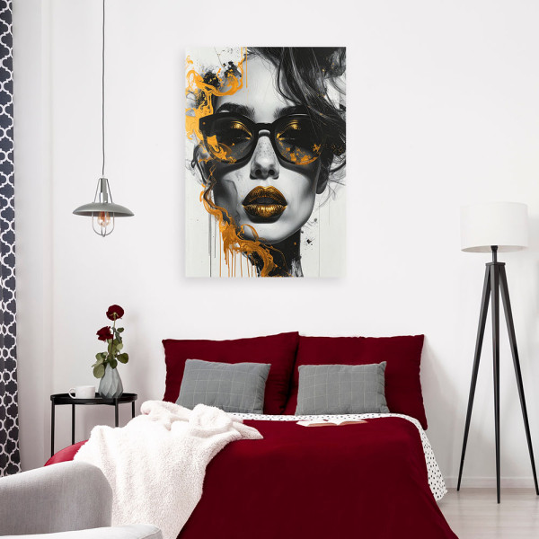 Obraz na płótnie do salonu sypialni, Kobieta Glamour Portret Czarno 20x30