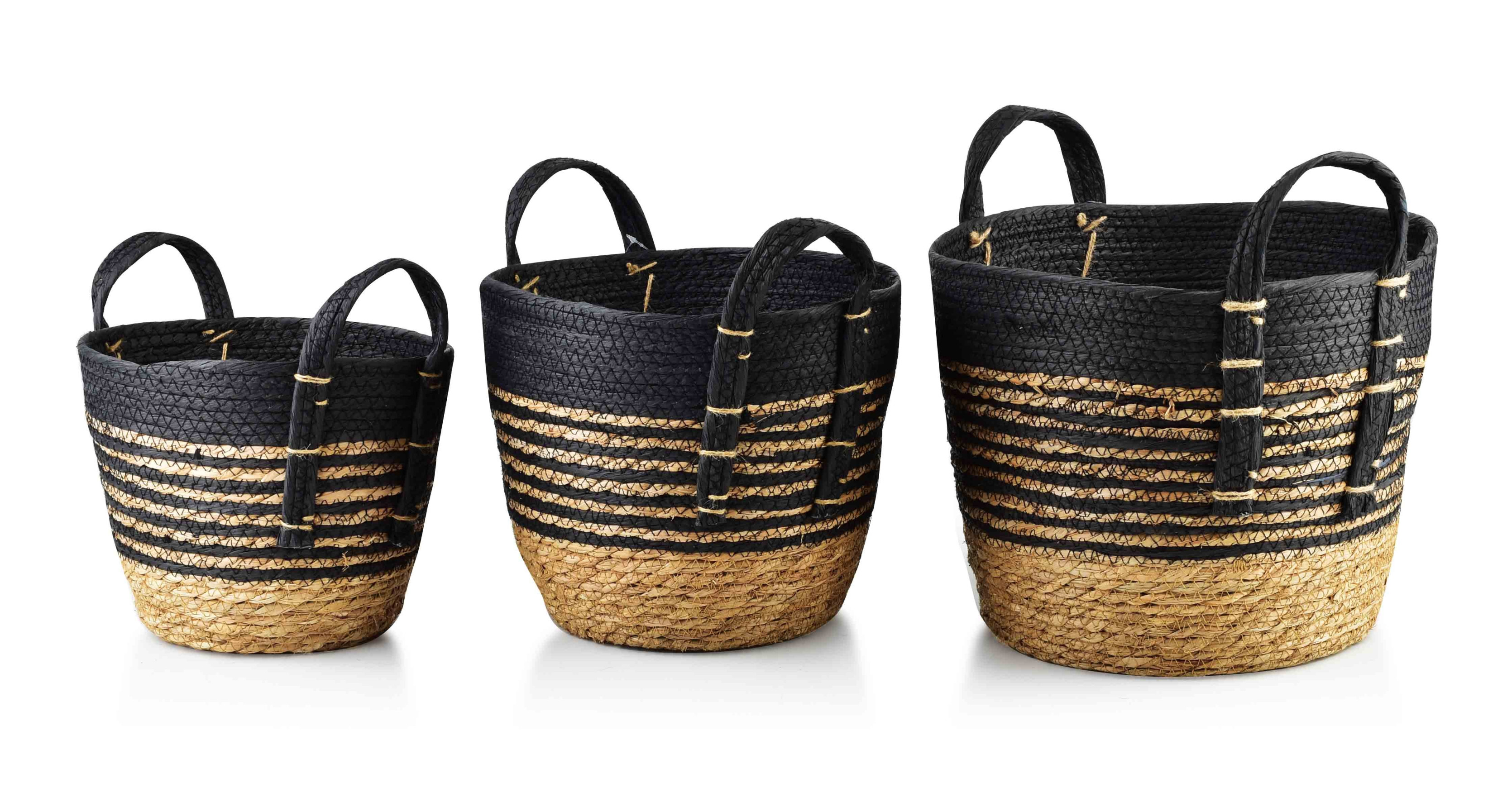Komplet 3 koszy 33x33x26cm 28x28x23cm 23x23x20cm BALI