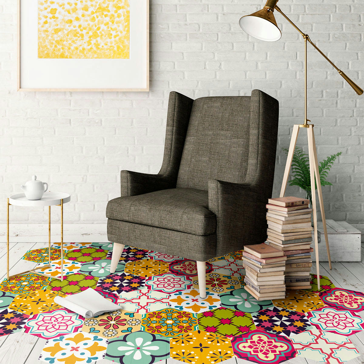 - Stickers sol tomettes adamaris 60x135cm