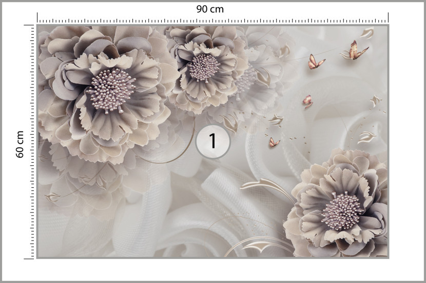 Fototapeta Do Salonu Kwiaty W Stylu Retro Motyle 90x60cm
