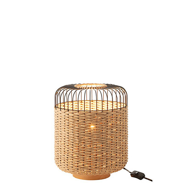 Lampe à poser en métal et fibre beige 27x27x34.5 cm
