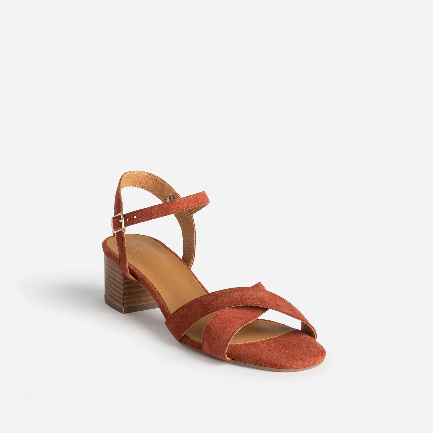 Sandale ERAM FLEX terracotta en cuir velours