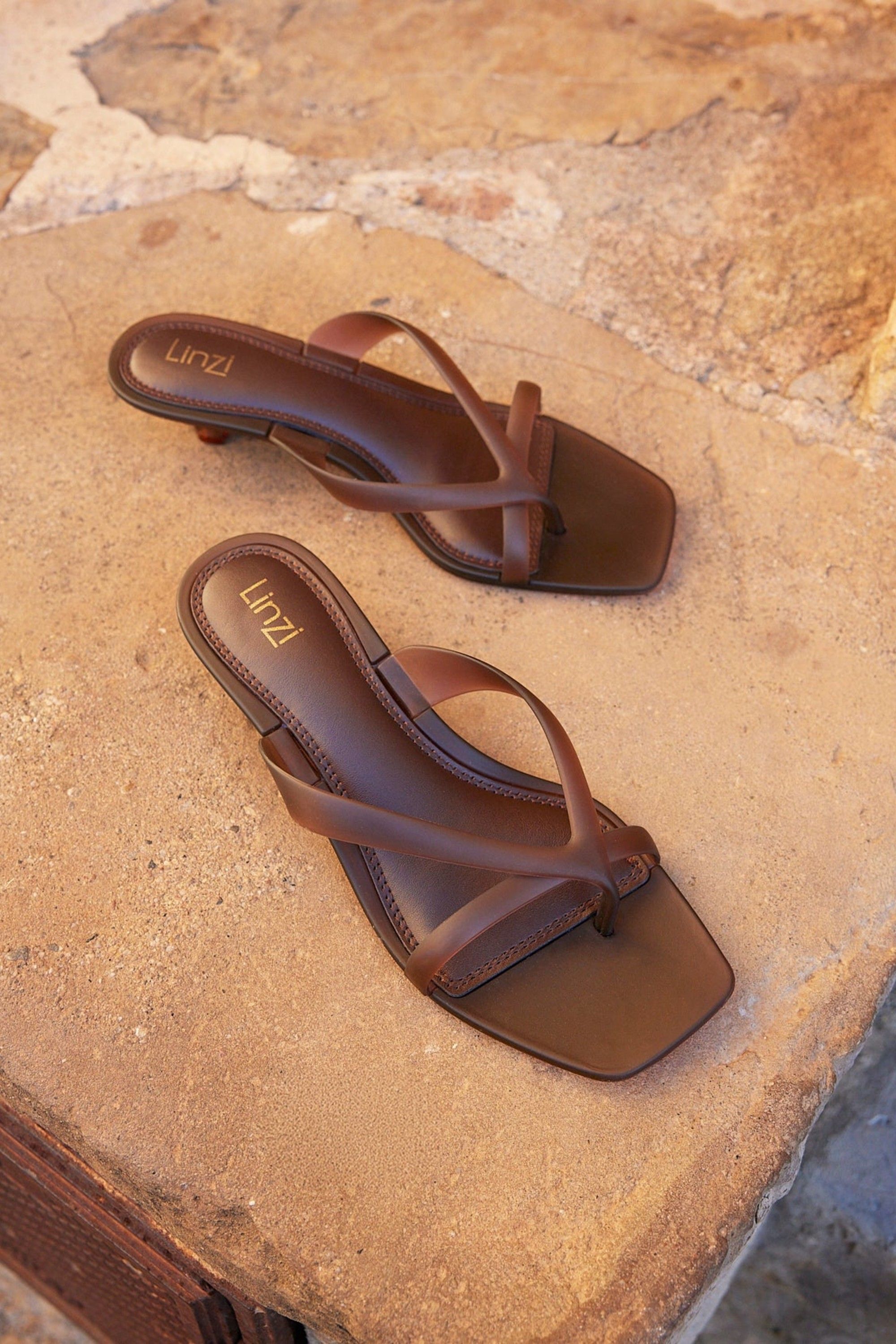 Linzi Axis Brown Jelly Heeled Sandals