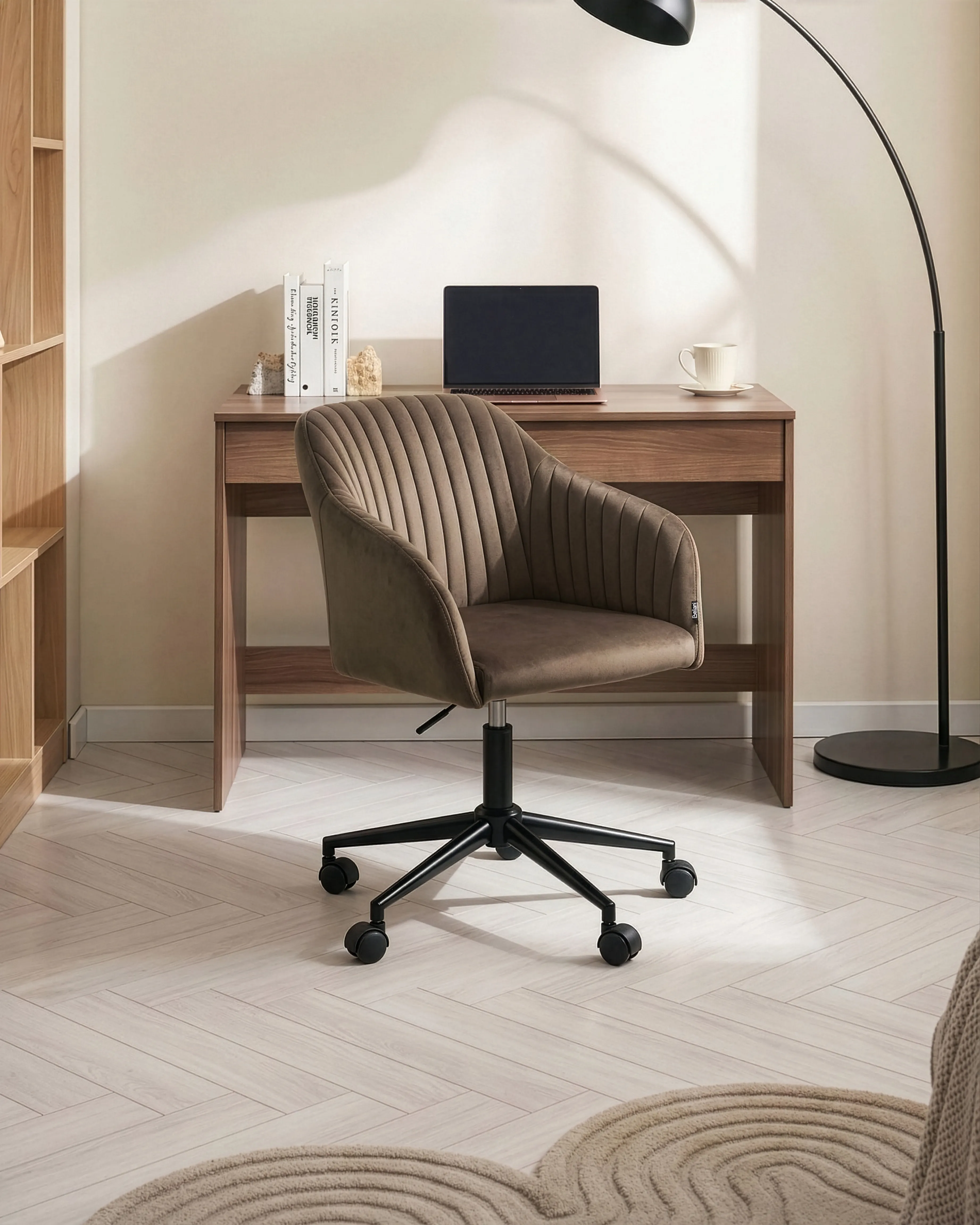Desk Chair VENICE Velvet Brown