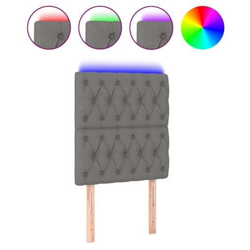 NNEVL LED Headboard Dark Grey 80x7x118/128 cm Fabric