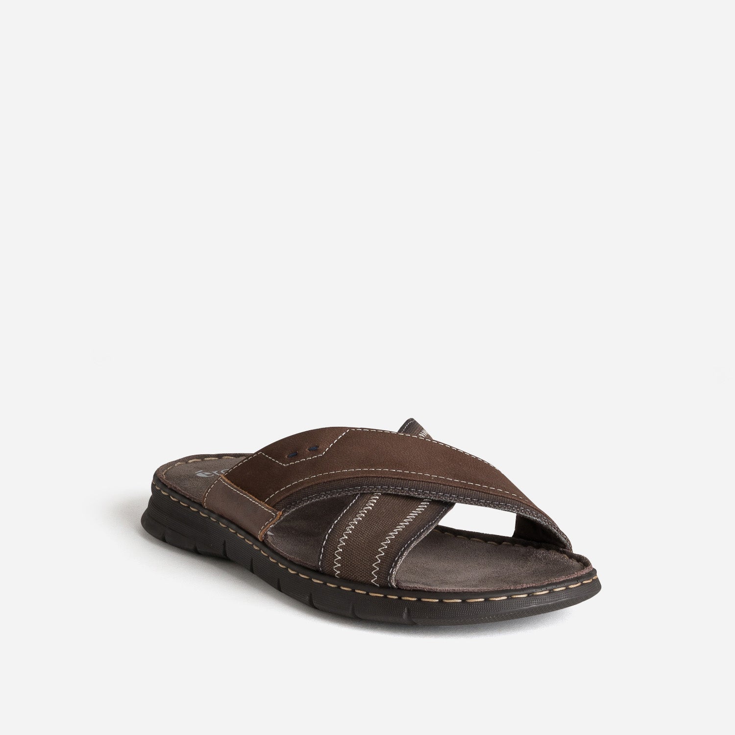 Mule marron bi-matière