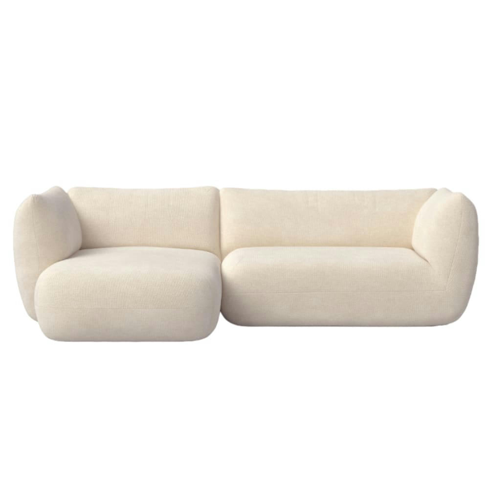 ARNAU - Canapé d'angle gauche  2 places en tissu beige
