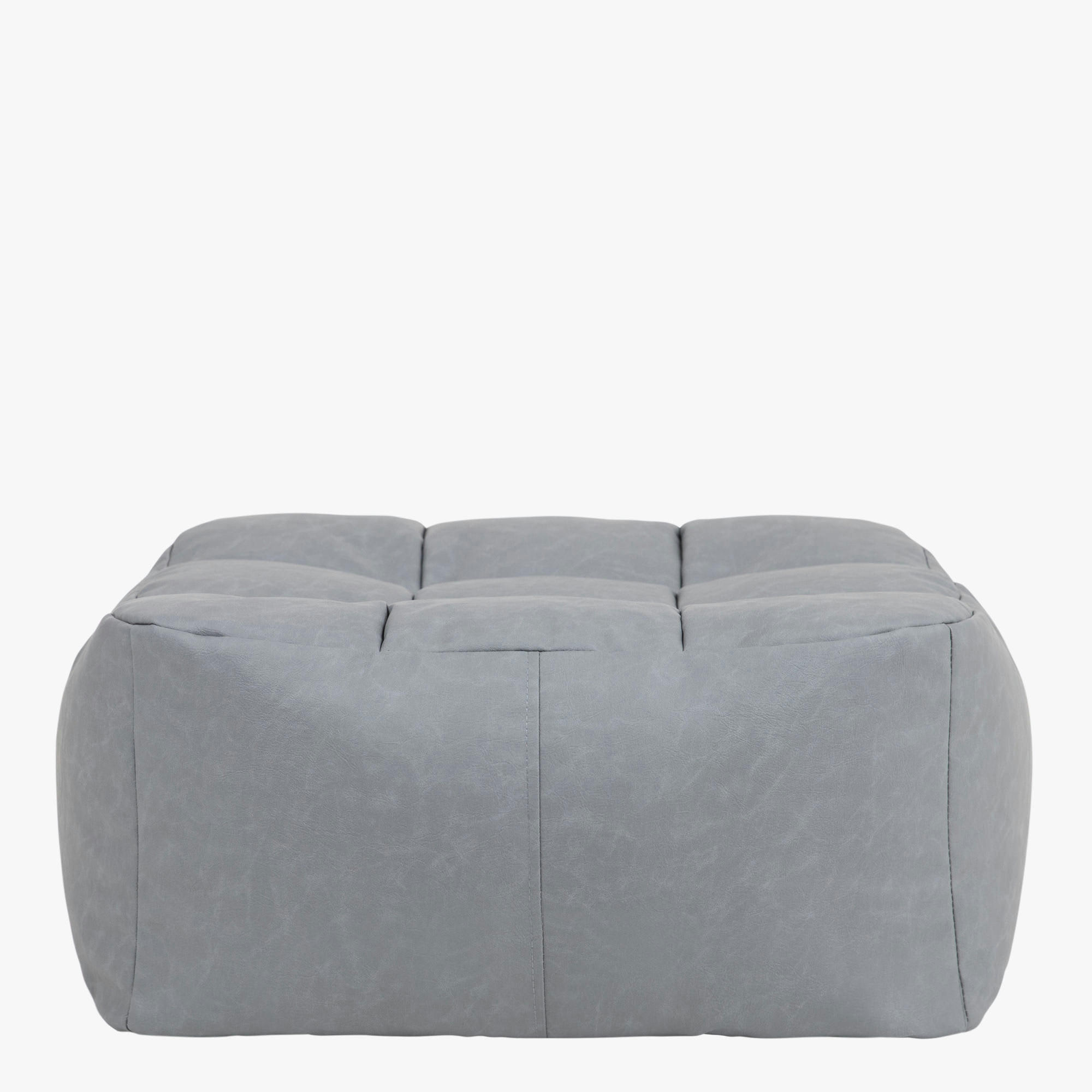LUCIA - Pouf repose-pieds similicuir gris