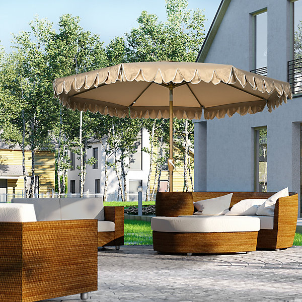 Parasol deporte rond 264 x 264 toile en polyester mat en acier Outsunny