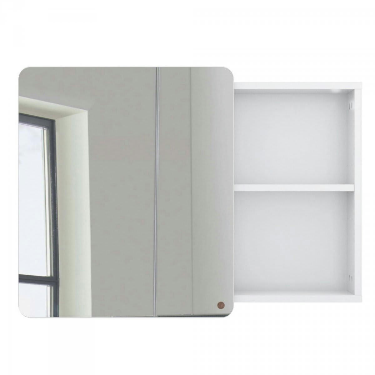 ATOLE - Miroir placard salle de bain 58x80cm en bois blanc