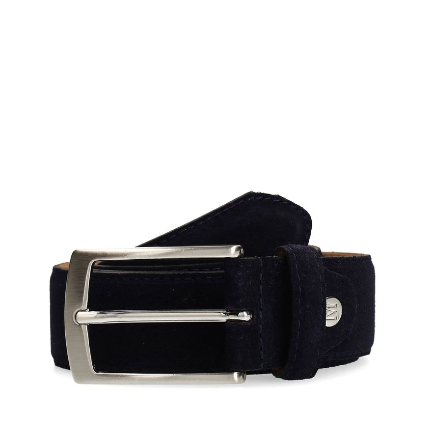 Manfield Donkerblauwe suède riem