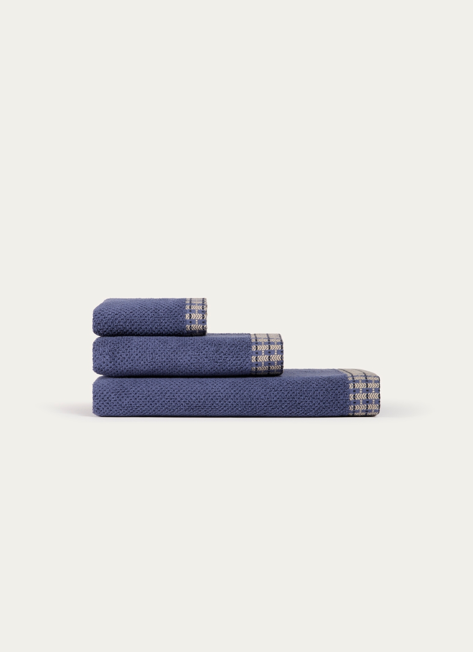 SERVIETTE INVITÉ UNIE AVEC LITEAU FANTAISIE BLEU FONCÉ