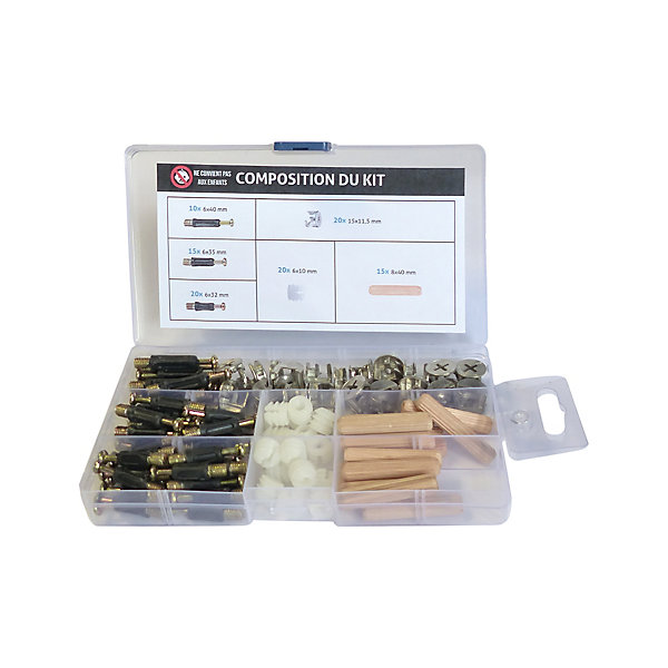 Kit de 100 pièces pour réparation de meuble avec vis et connecteurs Acbat