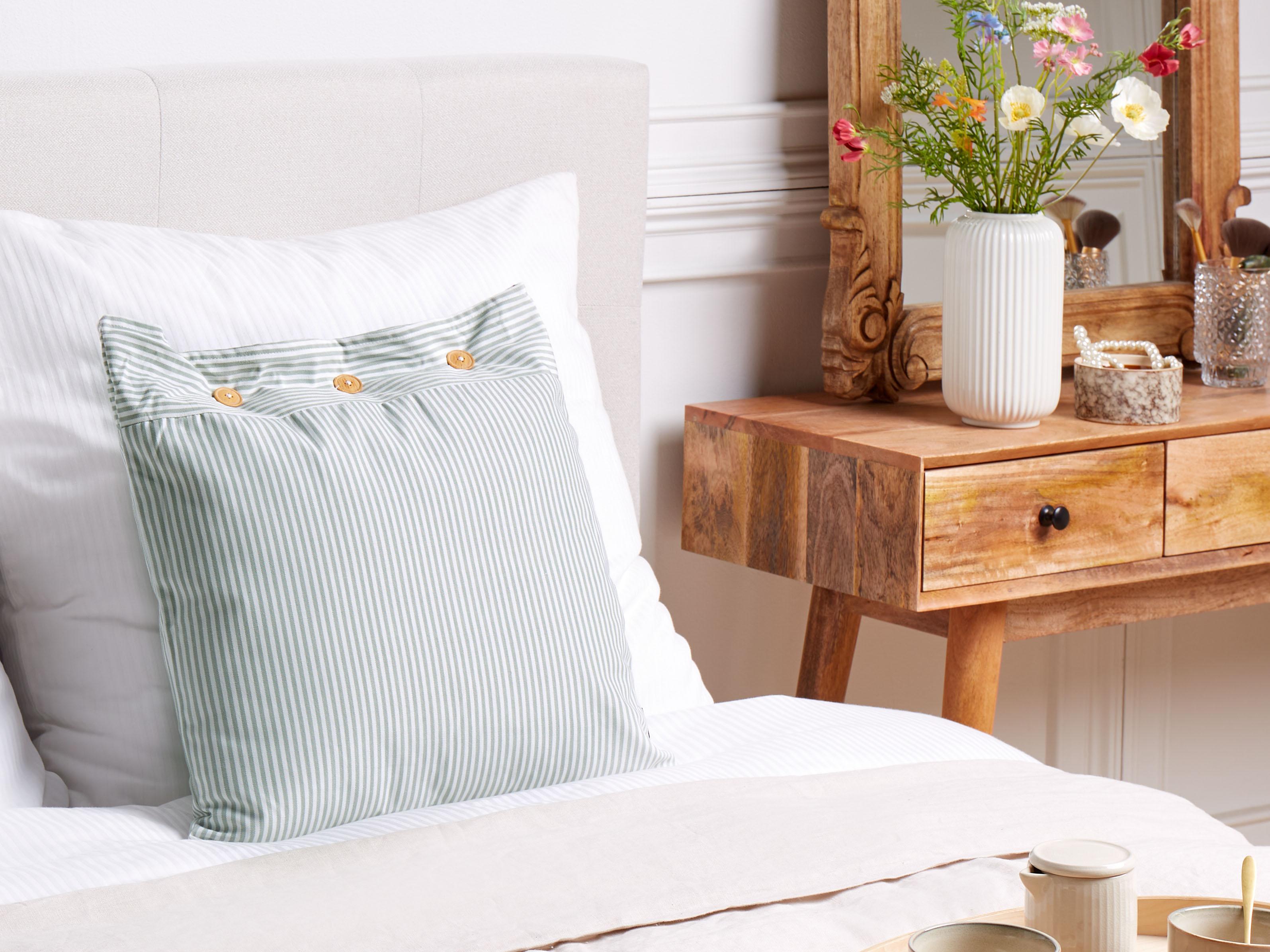 Throw Cushion SEBRINE 45 x 45 cm Mint Green Striped
