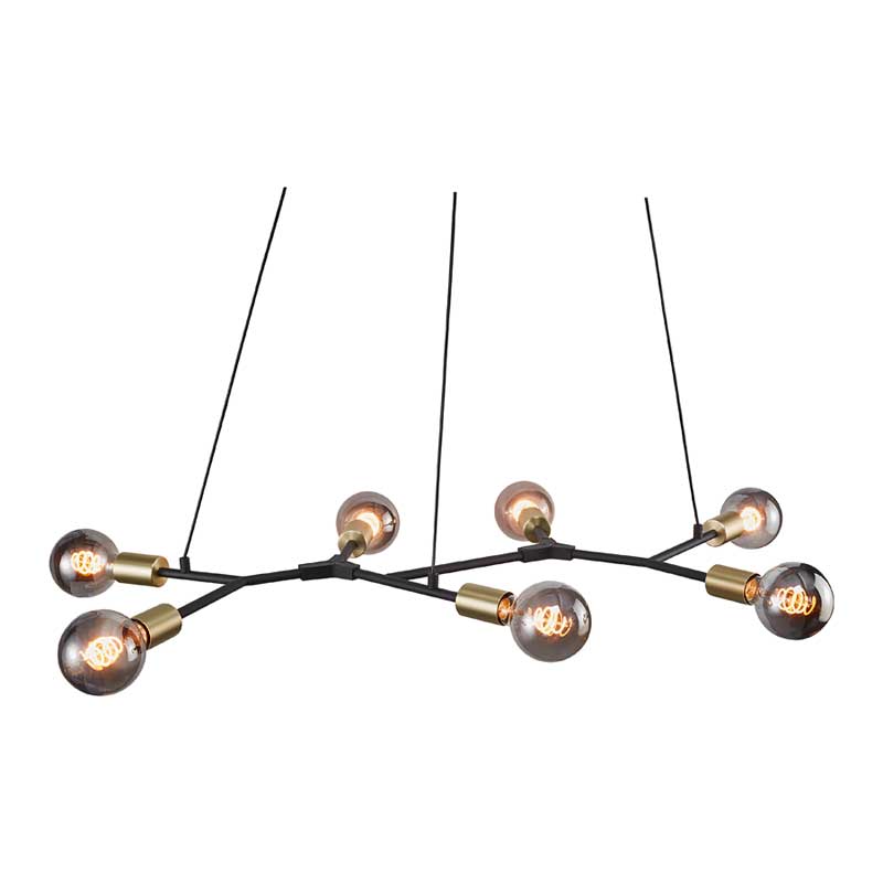 Nordlux Josefine Hanglamp - 7-lichts E27 - Zwart/Messing