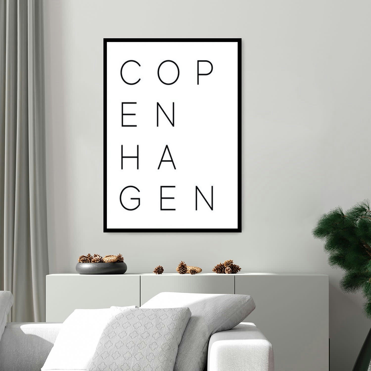 CIUDADES - Affiche avec cadre noir - Copenhague - 30x40