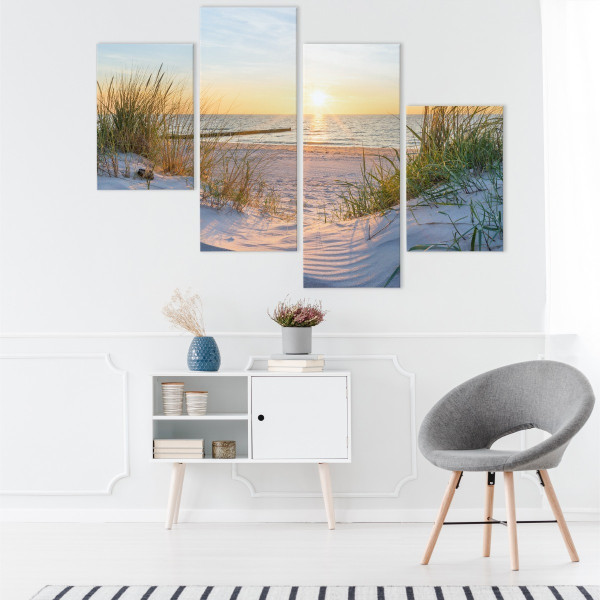 Obraz 4 Częściowy PLAŻA Zachód Słońca 3D 80x50cm