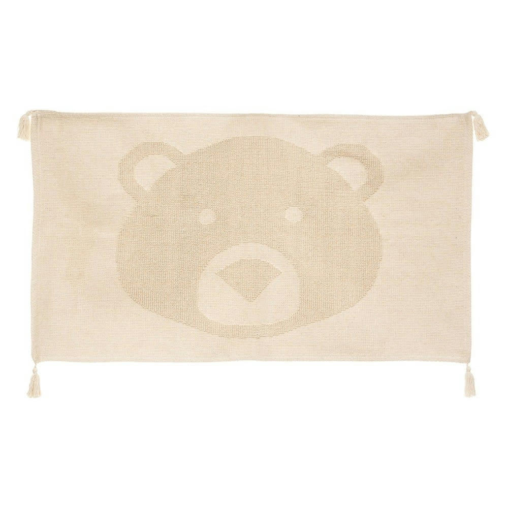 - Tapis tête d'ourson en 3d coton beige ficelle 90x60cm