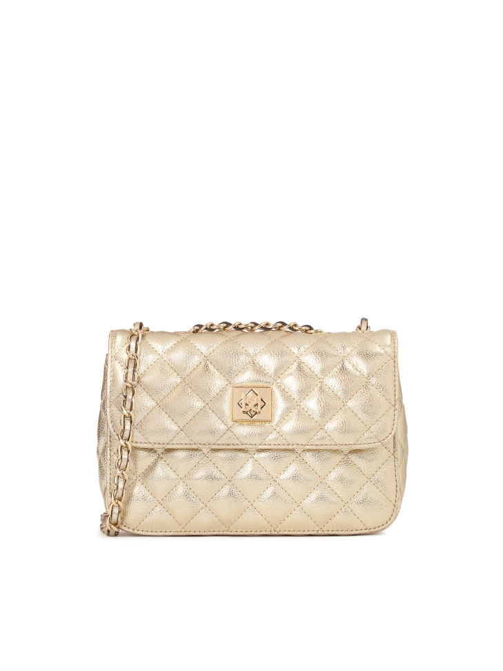 Golden quilted shoulder bag