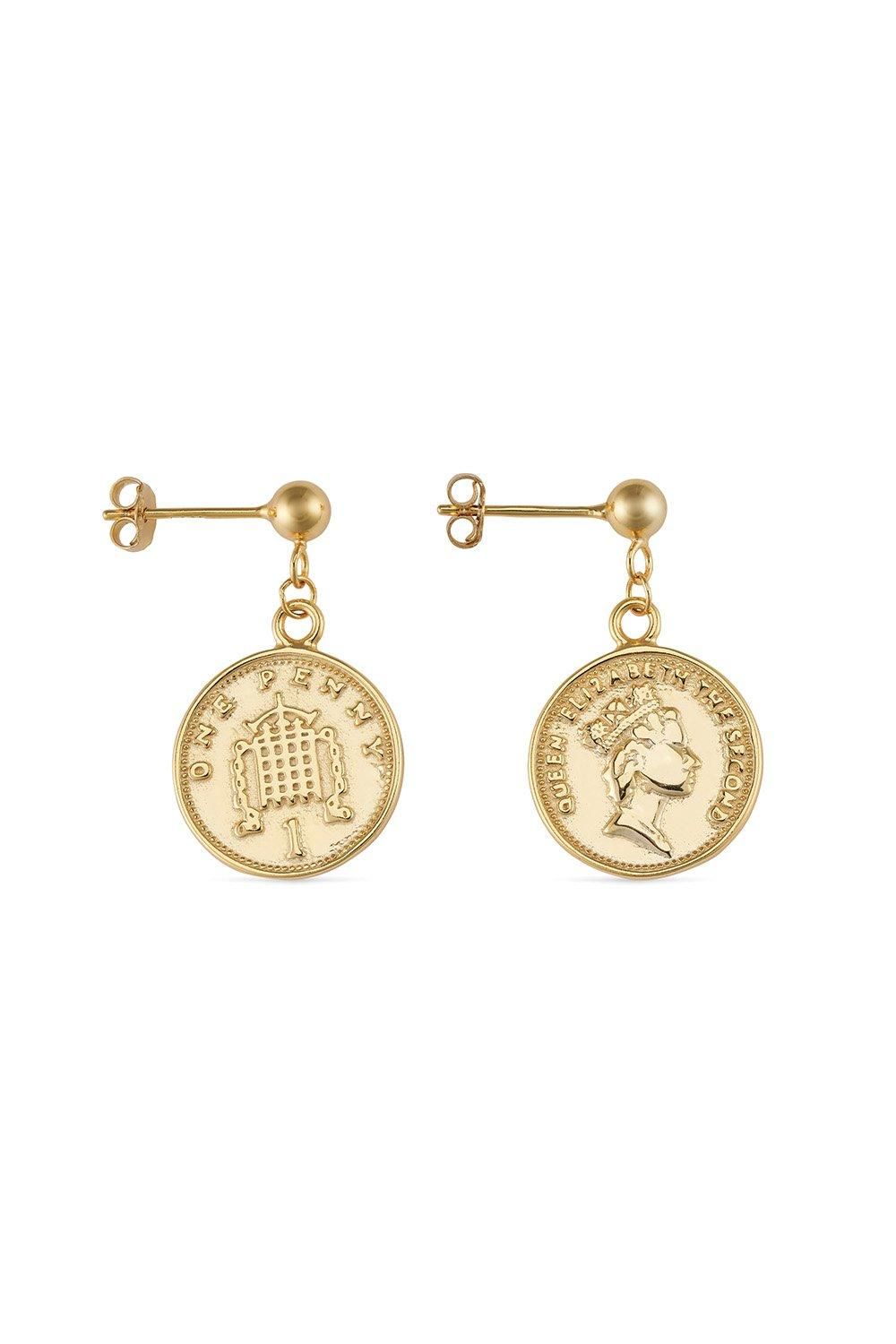Elk & Bloom 18K Gold Plated Silver Coin Stud Earrings