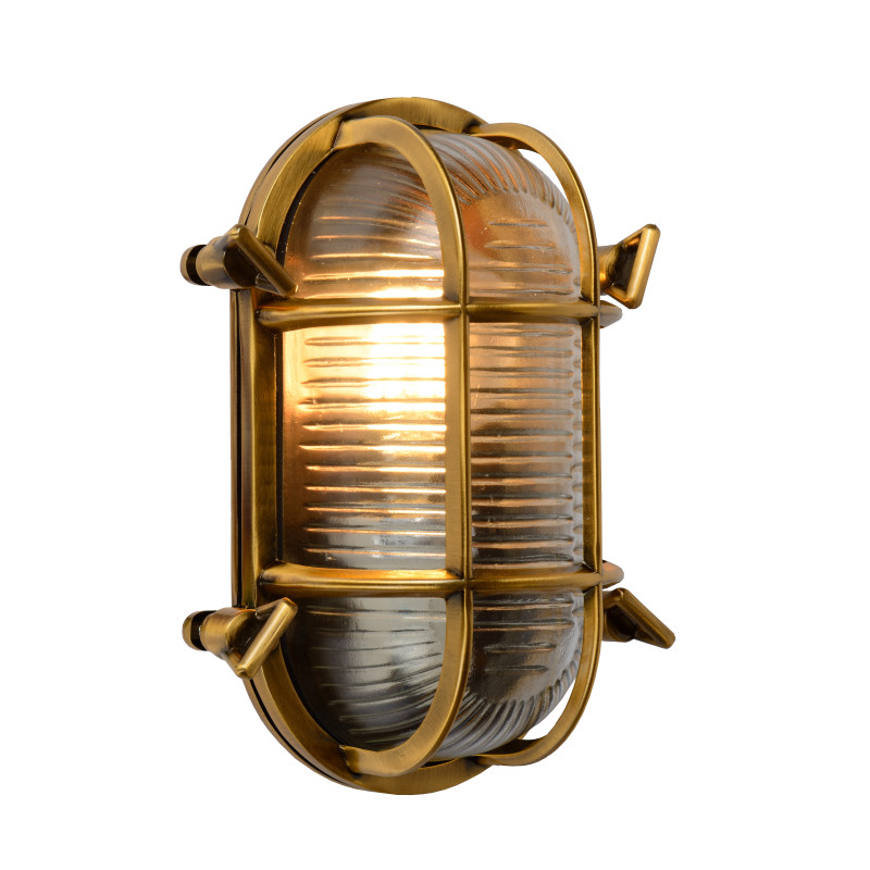 Applique extérieure Dudley ovale dorée dimmable E27 60 W LUCIDE