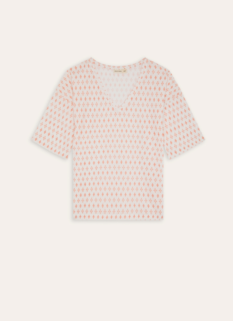 TEE-SHIRT EN MAILLE IMPRIMÉE ECRU