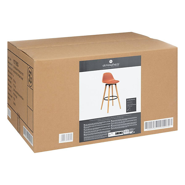 Chaise de bar Maxon en hêtre &métal H92,5cm rose terracotta - Atmosphera