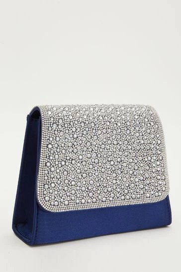 Quiz Blue Shimmer Diamante Bag