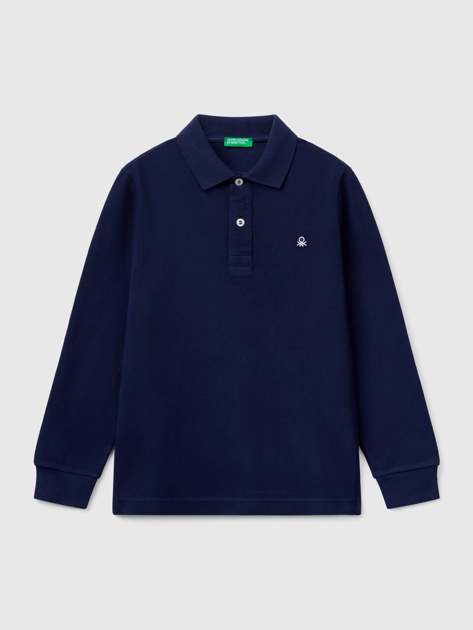 Long sleeve polo in cotton