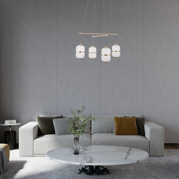 Lampa wisząca ALANI złota LED 4x24W Ciepła biel 1931lm Italux