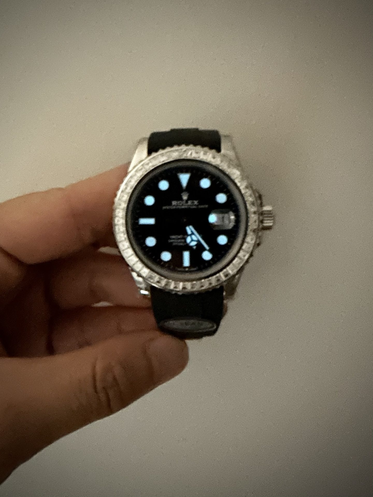 Rolex Yacht-Master 904L Steel Black Dial With Diamonds 40mm Oysterflex Super Clone