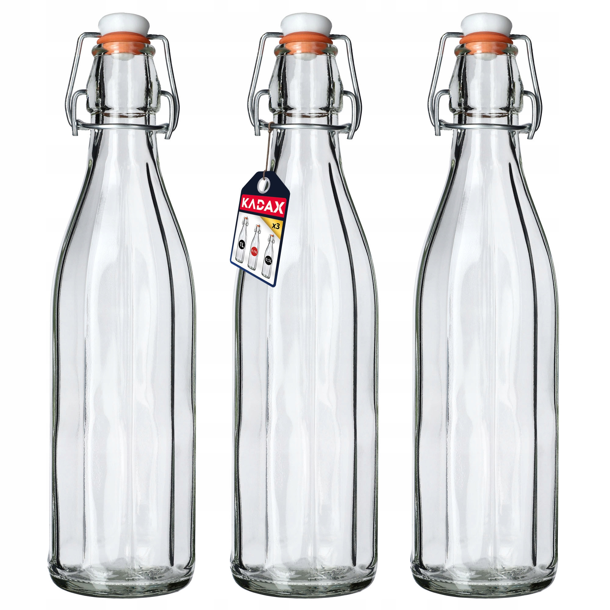 KADAX Butelka z korkiem mechanicznym 750 ml, 3 szt.