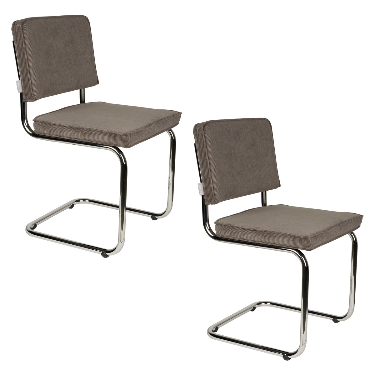 Zuiver Ridge Rib Eetkamerstoelen Grijs - Set van 2