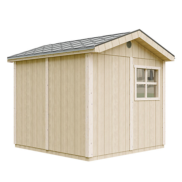 Abri de Jardin Qualité Premium 5,9 m² - H252x250x294 cm - Avec un sol et des bardeaux bitumineux - M913A-TUNDRA GREY - Timbela
