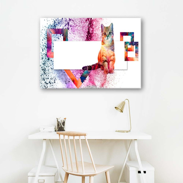 Feeby Obraz Kolorowy kot abstrakcja dla dziecka 60x40