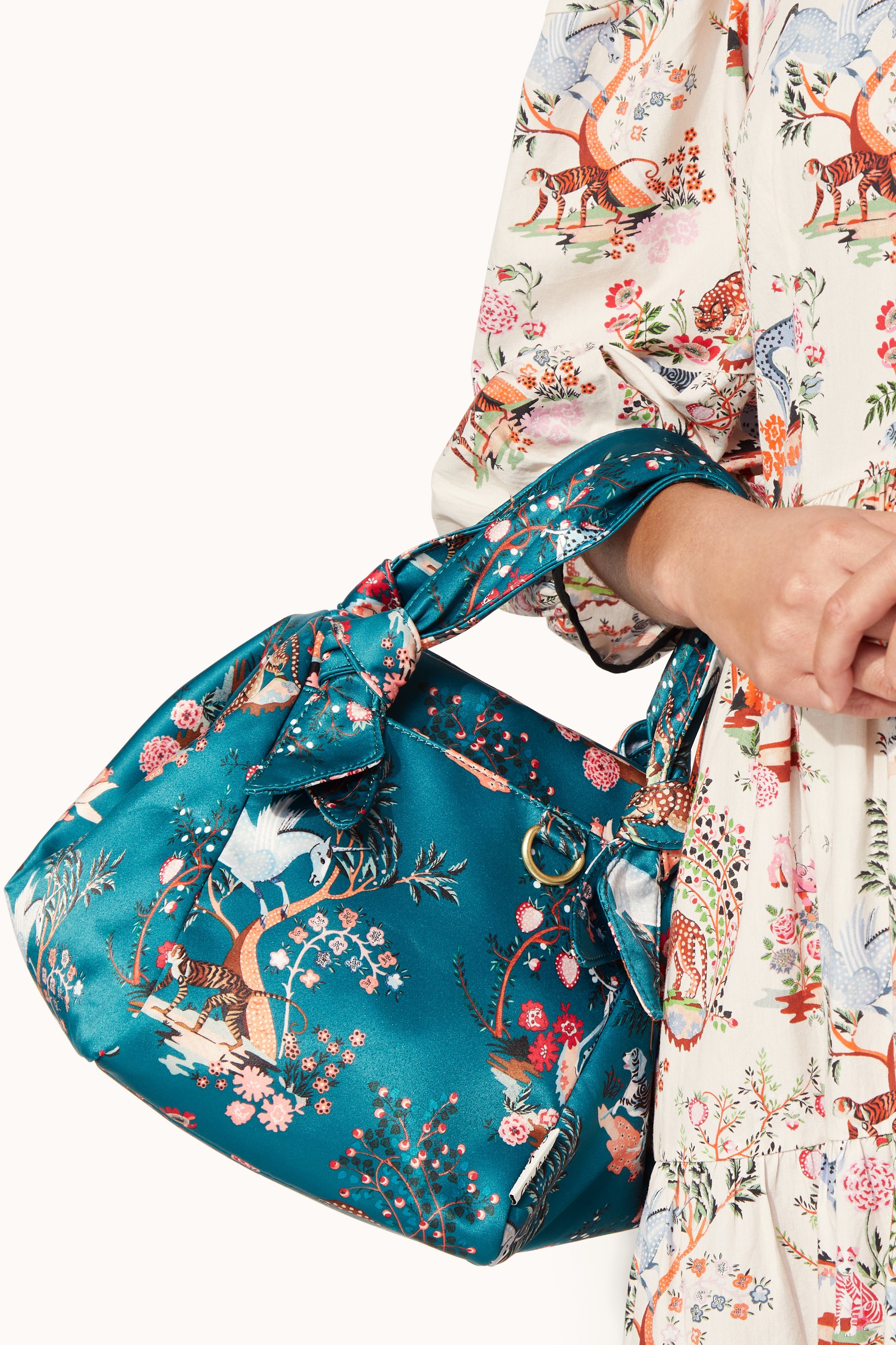 Painted Kingdom Recycled Satin Grab Bucket Bag