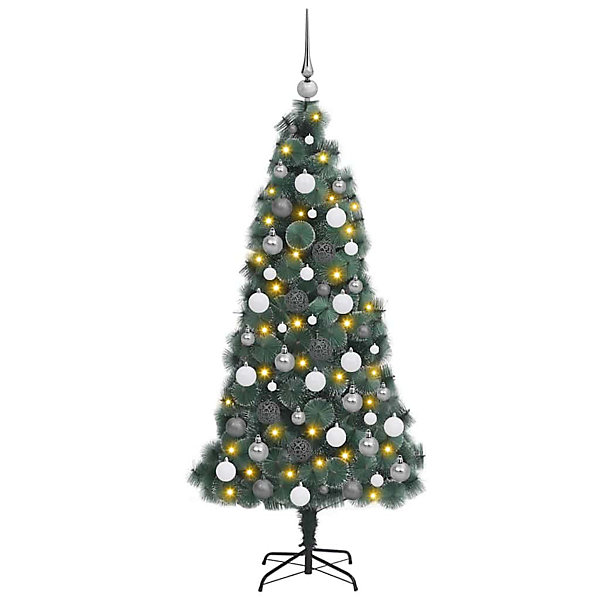 Arbre de Noël artificiel pré-éclairé avec ensemble de boules vidaXL